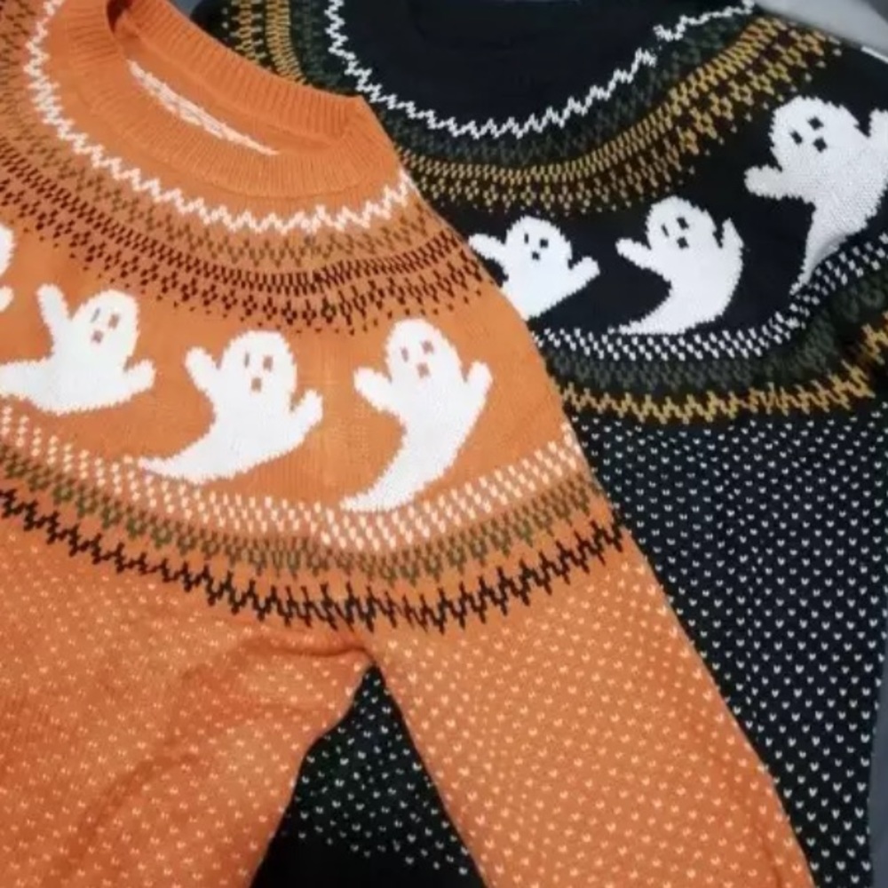 Autumn Ghost Mod Retro Sweater in Black White - Picture 3 of 5